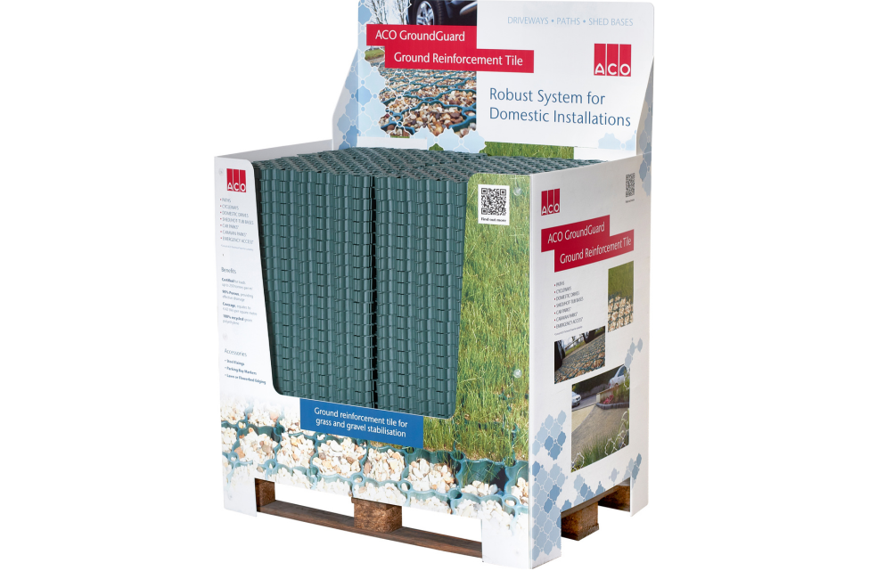 Pallet of GroundGuard with a POS wrap around it