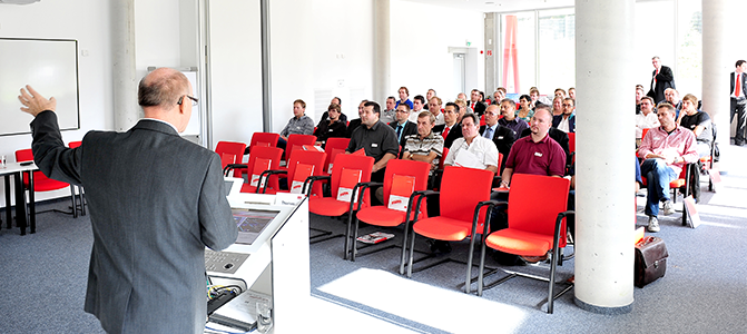 Person presenting a CPD to construction professionals