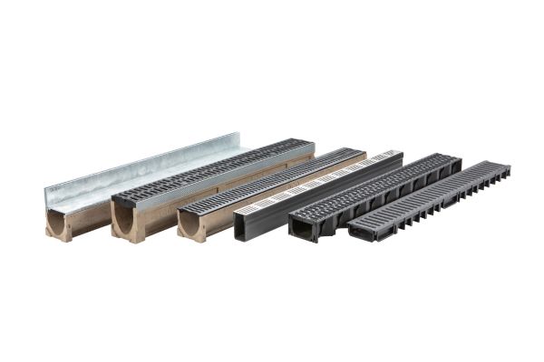 The extensive range of ACO domestic channel drains shown by product images