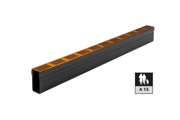 ACO Threshold Drain with a CorTen steel grating